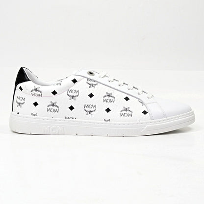 MCM Men's Terrain Derby Visetos Logo White Leather Sneaker Size 41 (MSRP $450)