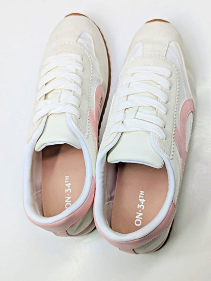 On 34th Women's Madisonn Colorblock Sneakers Tan/Pink/Bone Size 9.5 (MSRP $80)