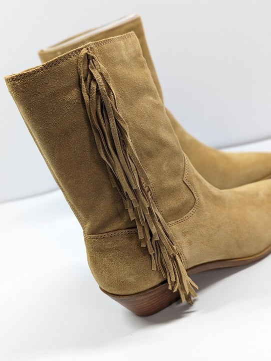 Rebecca Minkoff Women's Krissa Suede Fringe Low-Heel Boots Size 8.5 (MSRP $198)