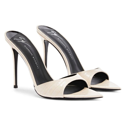 Giuseppe Zanotti Intrigo 90mm Crocodile Beige Mule Sandals Size 38 (MSRP $795)