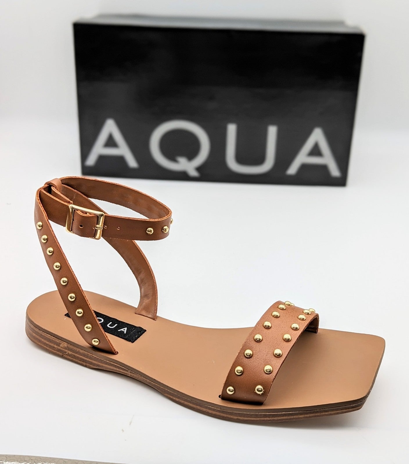 Aqua Sophy Women's Leather Square Toe Ankle Strap Size 6.5 (MSRP $78)