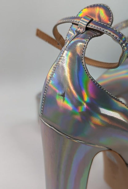 Schutz Renee Women's Ankle Strap Platform Pump Hologram Size 8.5 B (MSRP $158)