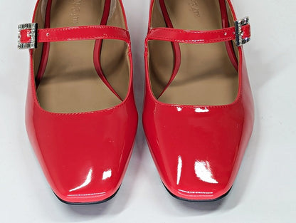 On 34th Women's Saadet Rhinestone-Buckle Red Mary Jane Flats Size 9.5 (MSRP $80)