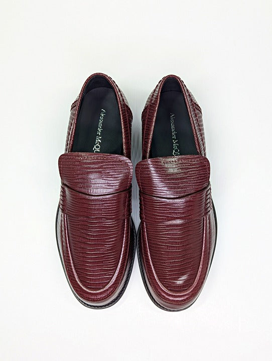 Alexander McQueen Men’s Jupiter Leather Moccasins Burgundy Size 45 (MSRP $990)