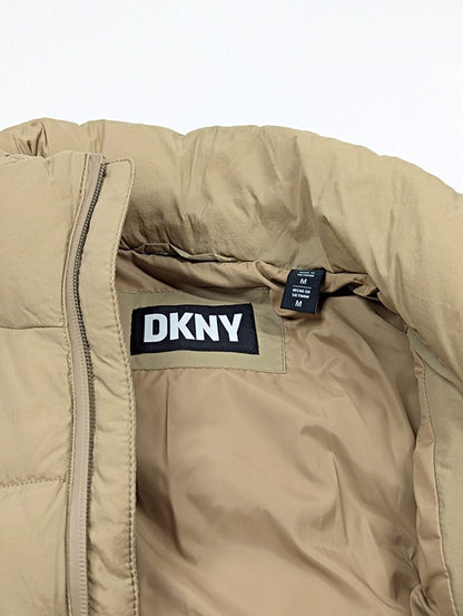 DKNY Women's Zip-Front Nylon Puffer Jacket Dark Beige Size M (MSRP $265)