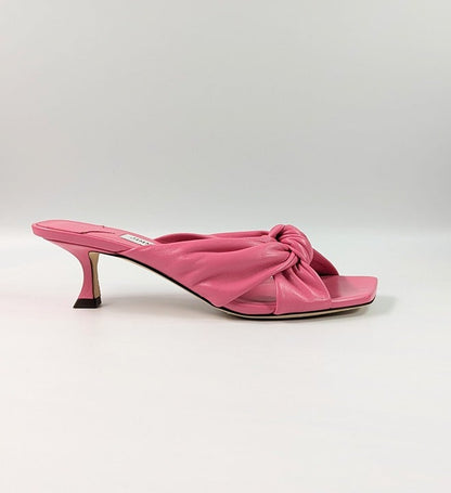 Jimmy Choo Women's Avenue 50 Kitten Heel Slide Sandals Pink Size 37 (MSRP $675)