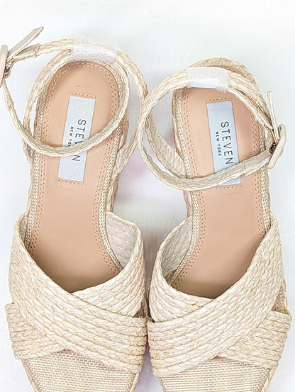 Steven New York Ramey Espadrille Platform Wedge Raffia Sandal Size 7.5 MSRP $130