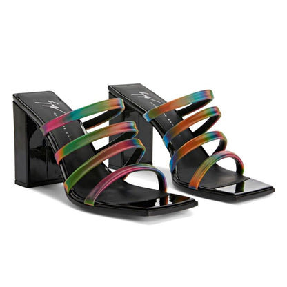Giuseppe Zanotti Shangay 85MM Strappy Patent Slide Sandals Size 39 (MSRP $795)