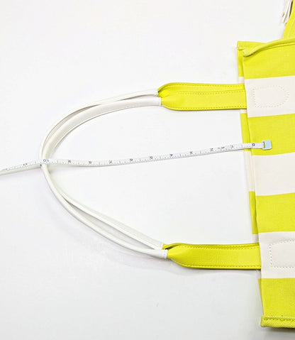 On 34th Cynthiah Extra Large Canvas Shoulder Tote Bag Lemonlime Stripe MSRP $90