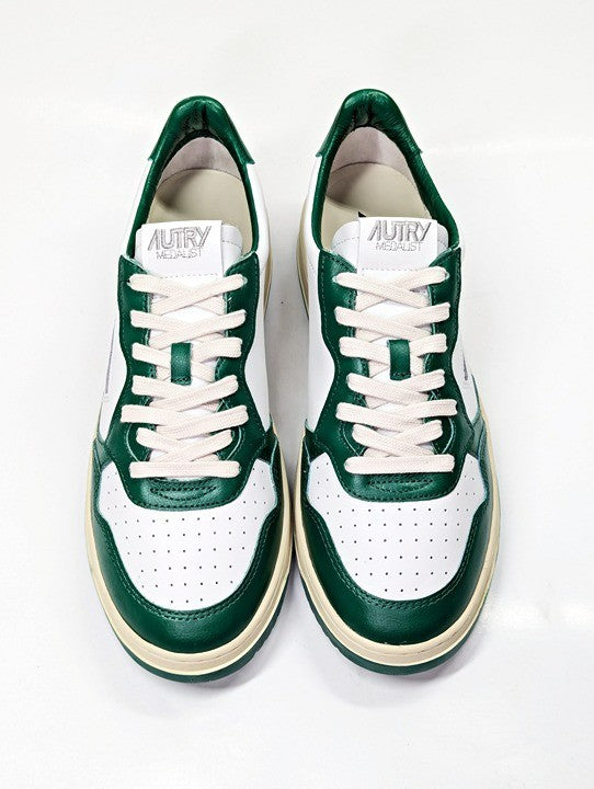 Autry Men's Medalist Low Top Sneakers White & Green Leather Size 44 (MSRP $240)