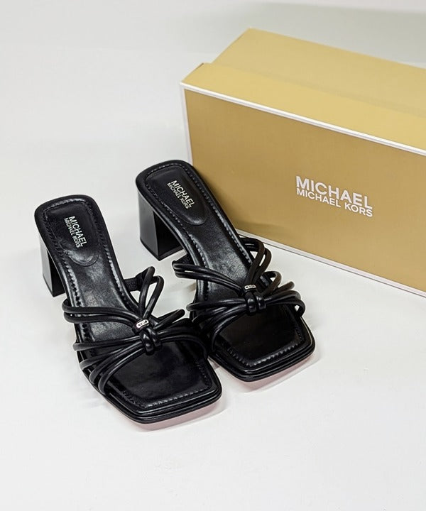 Michael Kors Women's Astra Black Leather Strappy Sandals Size 8.5 (MSRP $145)