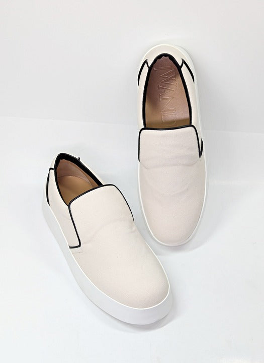 JW Anderson Men's Slip-Ons Natural Canvas Sneakers Size 44 (MSRP $595)