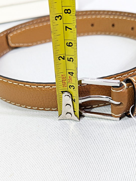 TOTEME Women's Thin Pebbled Leather Belt in Tan Size 90 (MSRP $380)