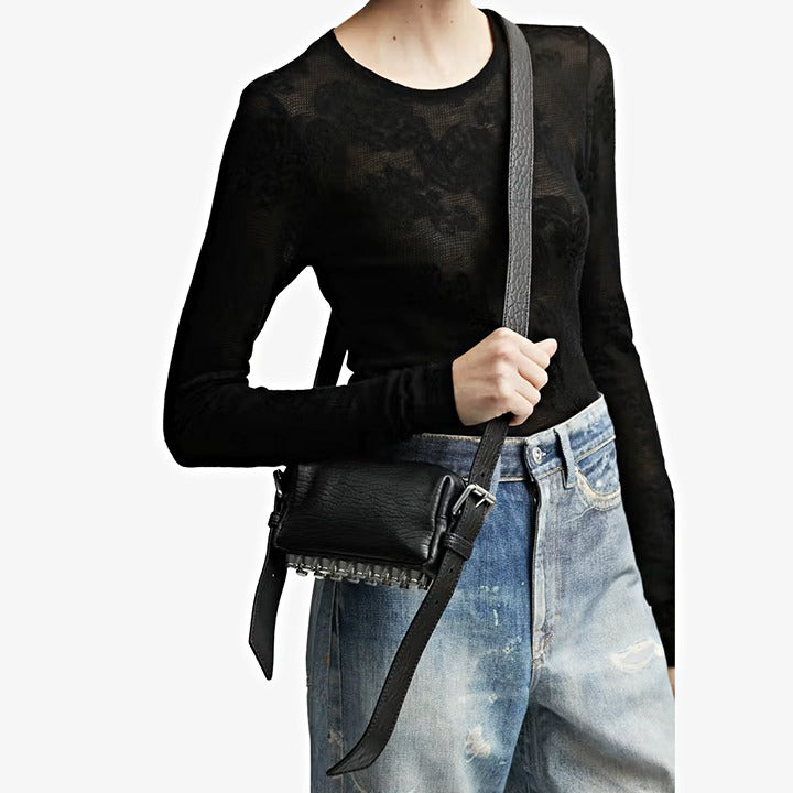 Alexander Wang Ricco Mini Black Leather Convertible Crossbody Bag