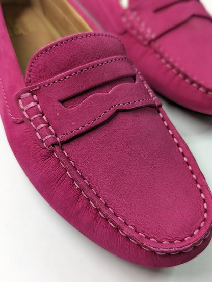 G.H. BASS Women's Dylan Driver Moc Loafers Magenta Suede Size 7.5 (MSRP $165)