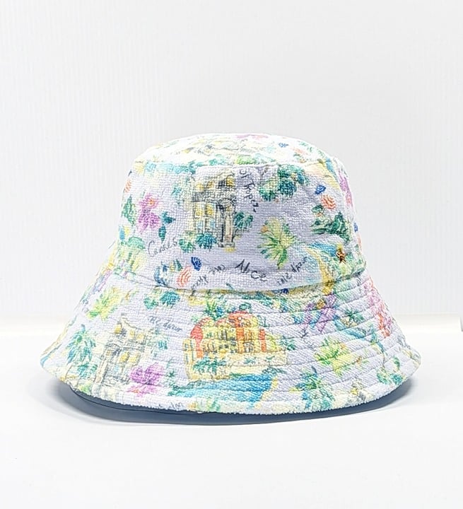 Jocelyn Women's The Monaco Reversible Bucket Hat Blue Multi O/S (MSRP $70)