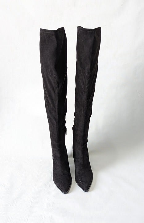 Marc Fisher Women's Okun Black Suede Thigh High Boots Size 7 M (MSRP $249)