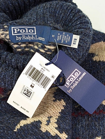 Polo Ralph Lauren Men's Blue Fair Isle-Knit Wool Blend Sweater Size M MSRP $498