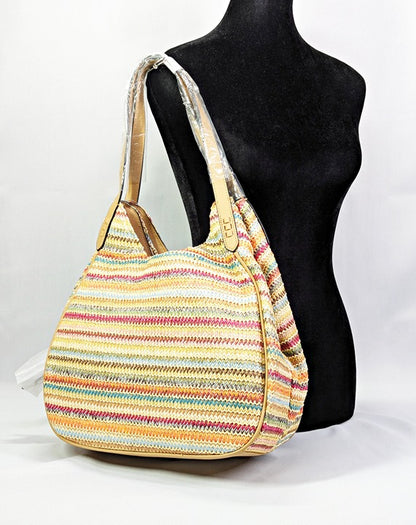 Style & Co Women's Straw Medium 4-Poster Tote Multi Stripe (MSRP $90)