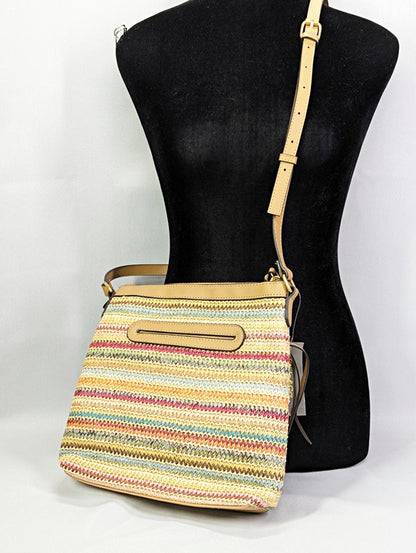 Style & Co Straw North South Crossbody Bag Multi Stripe (MSRP $80)
