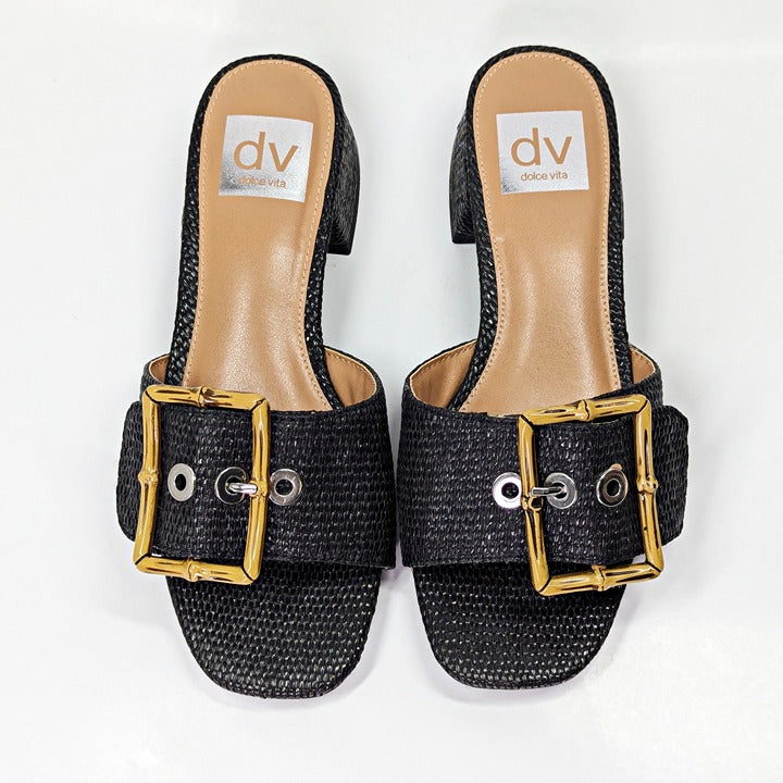 Dolce Vita Women's Niece Raffia Block-Heel Buckle Sandals Size 5 (MSRP $60)