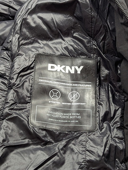 DKNY Women's Black Bibbed Packable Puffer Coat Size XS (MSRP $180)