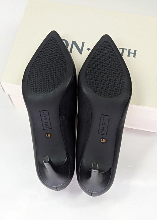 On 34th Women's Jeules Black Leather Pointed-Toe Pumps Size 7.5 (MSRP $70)