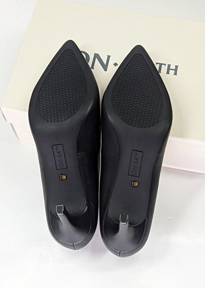 On 34th Women's Jeules Black Leather Pointed-Toe Pumps Size 7.5 (MSRP $70)