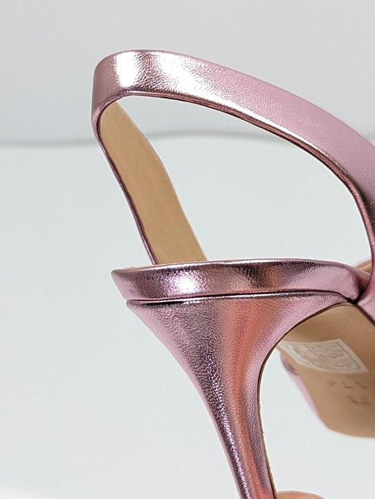 Pour La Victoire Women's Elly Metallic Leather Heel Sandal Size 9.5 M MSRP $245