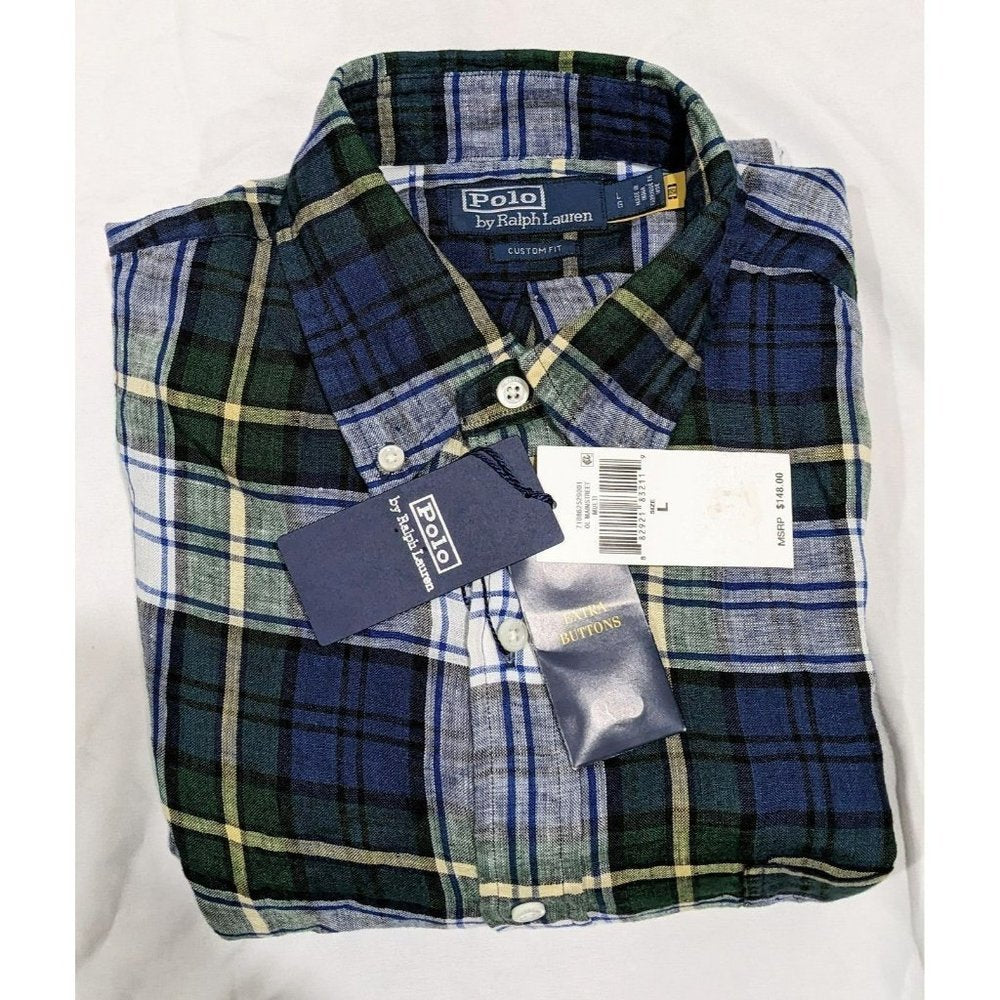 Polo Ralph Lauren Men's Plaid Shirt Blue Size L (MSRP $148)