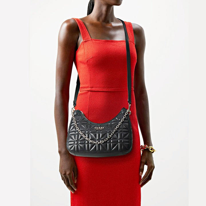 Guess Assia Women's Convertible Top Zip Shoulder Bag in Black (MSRP $108)