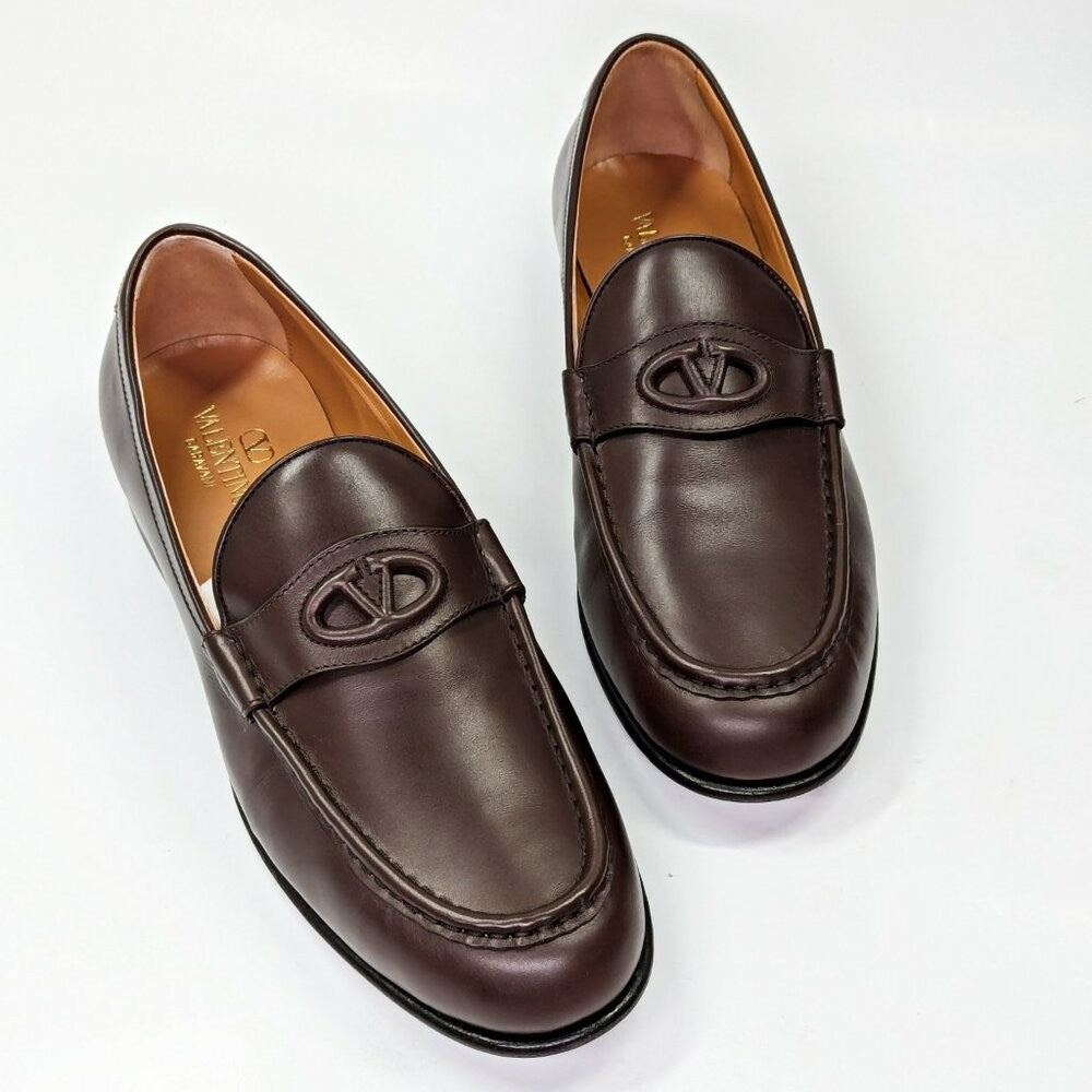 Valentino Garavani Men's Vlogo Penny Loafer Chocolate Brown Size 43 (MSRP $980)