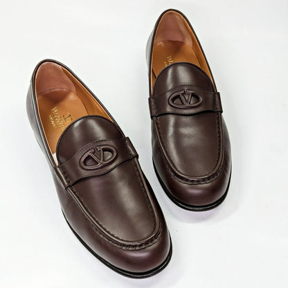 Valentino Garavani Men's Vlogo Penny Loafer Chocolate Brown Size 43 (MSRP $980)
