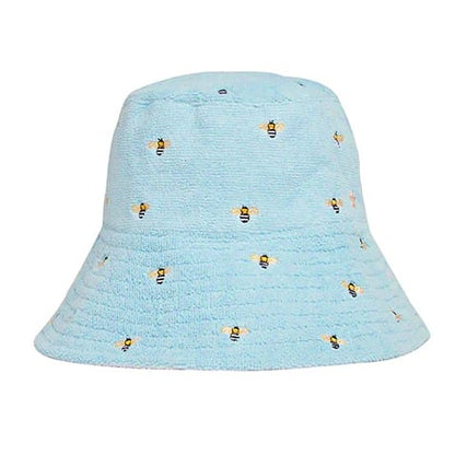 Jocelyn Women's The Bali Bumblebee Bucket Hat Light Blue O/S (MSRP $75)