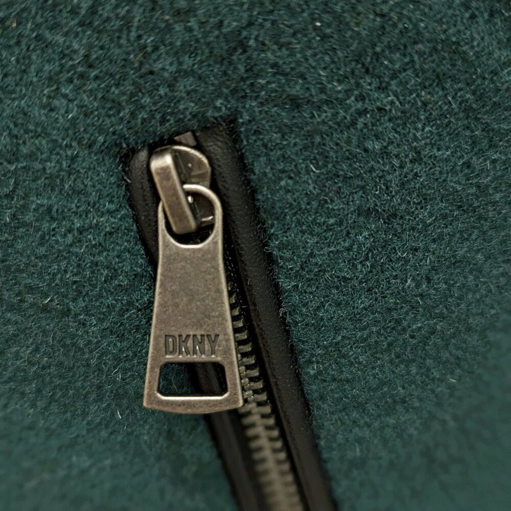 DKNY Women's Button-Front Zip-Pocket Walker Coat Green Size XXS (MSRP $360)