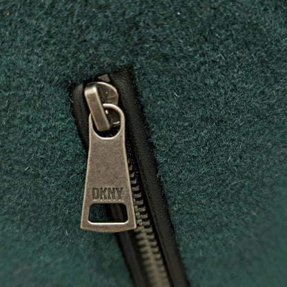 DKNY Women's Button-Front Zip-Pocket Walker Coat Green Size XXS (MSRP $360)