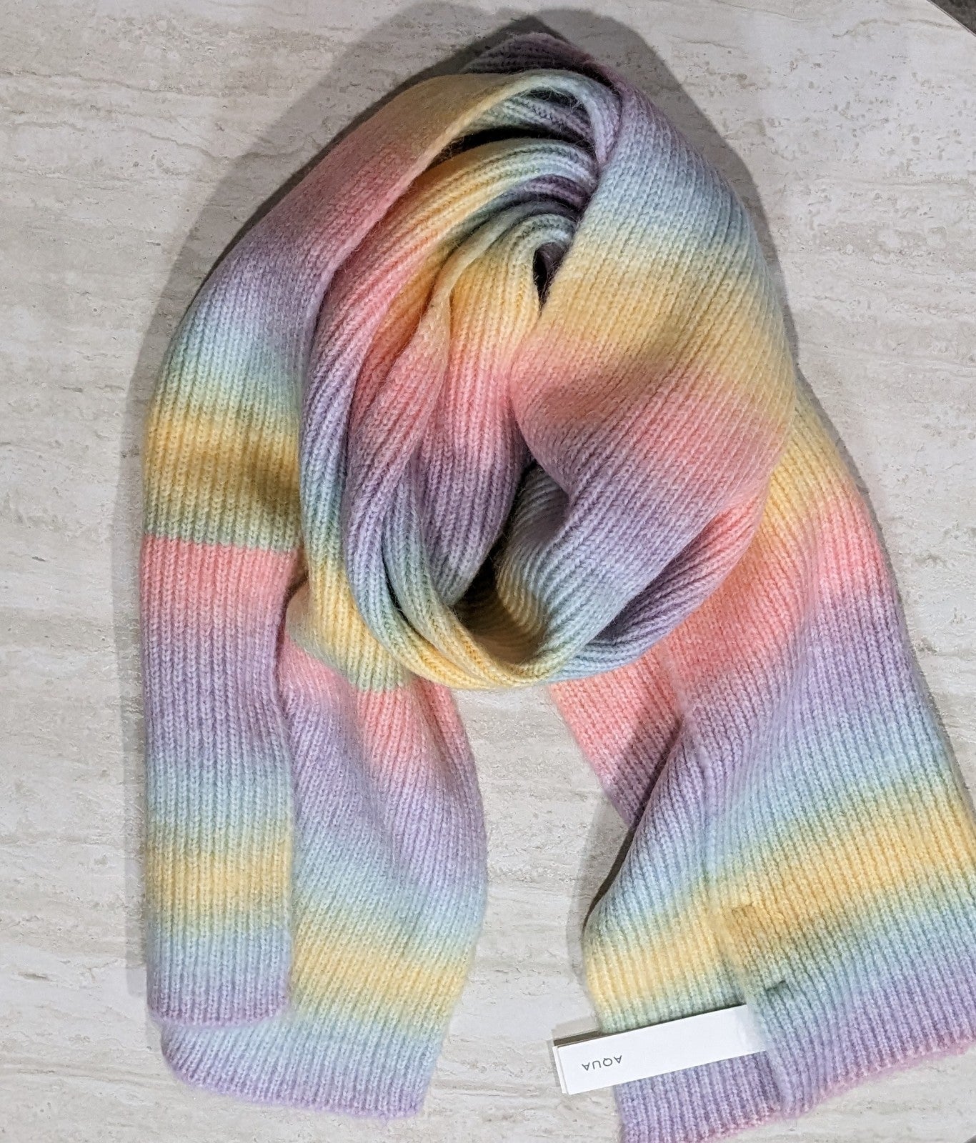 Aqua Women's Milky Rainbow Space Dye Rib Knit Scarf (MSRP $88)