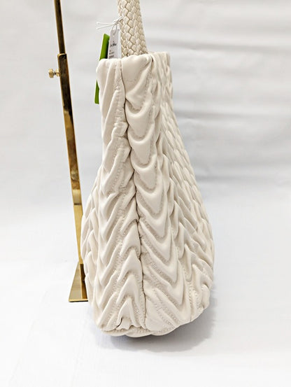 Sam Edelman Ari Women's Quilted Large Tote in Ivory Leather (MSRP $295)