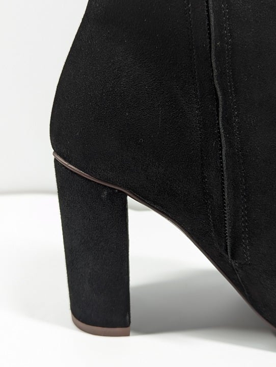 See By Chloé Gisele Black Bow Almond Toe Suede Heel Boots Size 36.5 (MSRP $445)