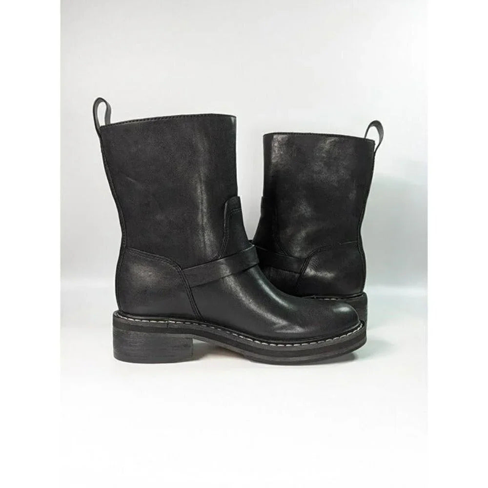 Rag & Bone Women's RB Moto Studded Pull On Boots Black Size 9 (MSRP $595)