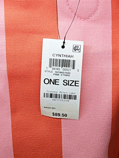 On 34th Cynthiah Extra Large Canvas Shoulder Tote Bag Pink Stripe (MSRP $90)