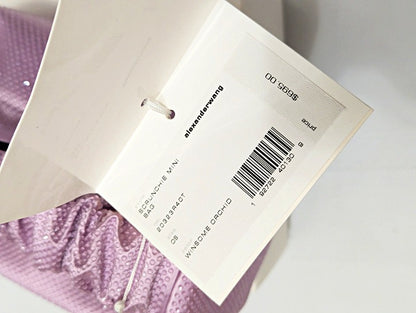 Alexander Wang Scrunchie Embellished Mini Satin Clutch Winsome Orchid MSRP $695