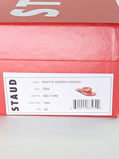 STAUD Women's Raffia Sierra Thong Sandals in Tan Size 39 (MSRP $250)