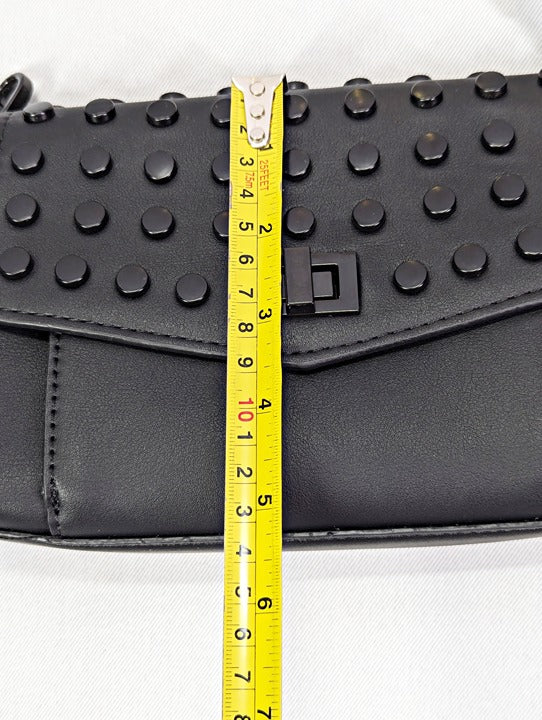 Steve Madden Baidan Battery Stud Flap Crossbody in Black (MSRP $93)