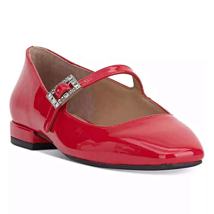 On 34th Women's Saadet Rhinestone-Buckle Red Mary Jane Flats Size 9.5 (MSRP $80)