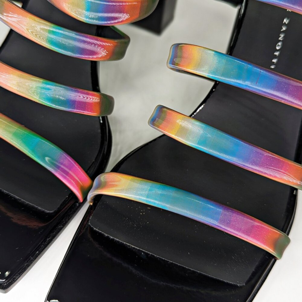 Giuseppe Zanotti Shangay 85MM Strappy Patent Slide Sandals Size 38.5 (MSRP $795)