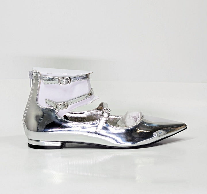 I.N.C. International Concepts Valan Silver Triple Straps Flats Size 7.5 MSRP $80