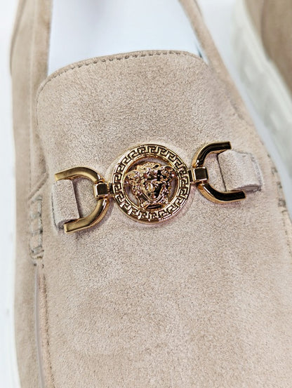 Versace Men's Medusa '95 Greca Light Sand Suede Loafers Size 43 (MSRP $750)