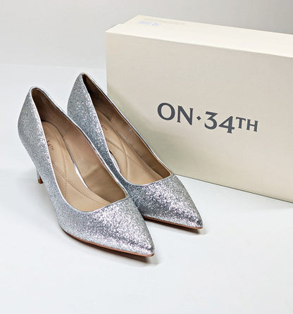 On 34th Women's Jeules Silver Glitter Pointed-Toe Pumps Size 9.5 (MSRP $80)