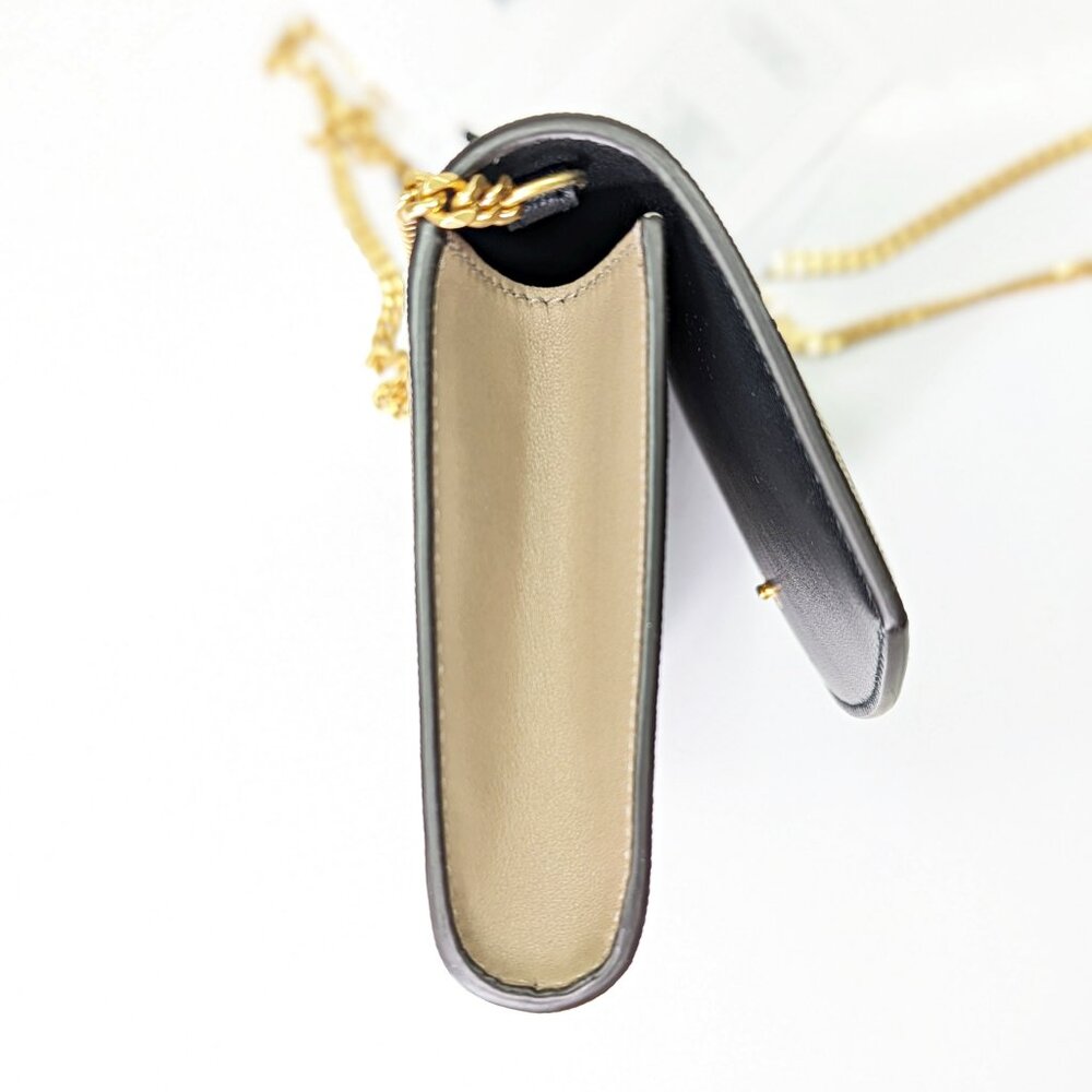 Balmain Emblem Clutch Wallet on Gold Chain in Grained Calfskin (MSRP $950)